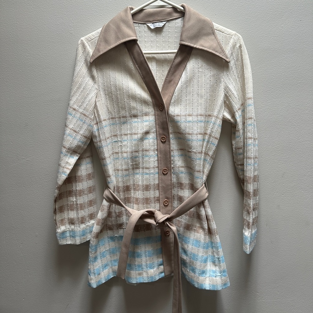 Vintage 70s Belted Button-Up (Sz 12)